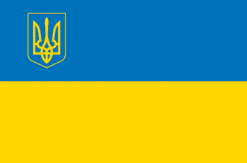 Флаг Украины с гербом слева